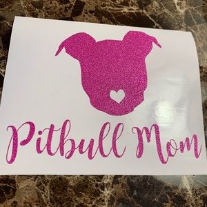 Pitbull Mom Heart Nose Hot Pink Glittery Car Decal